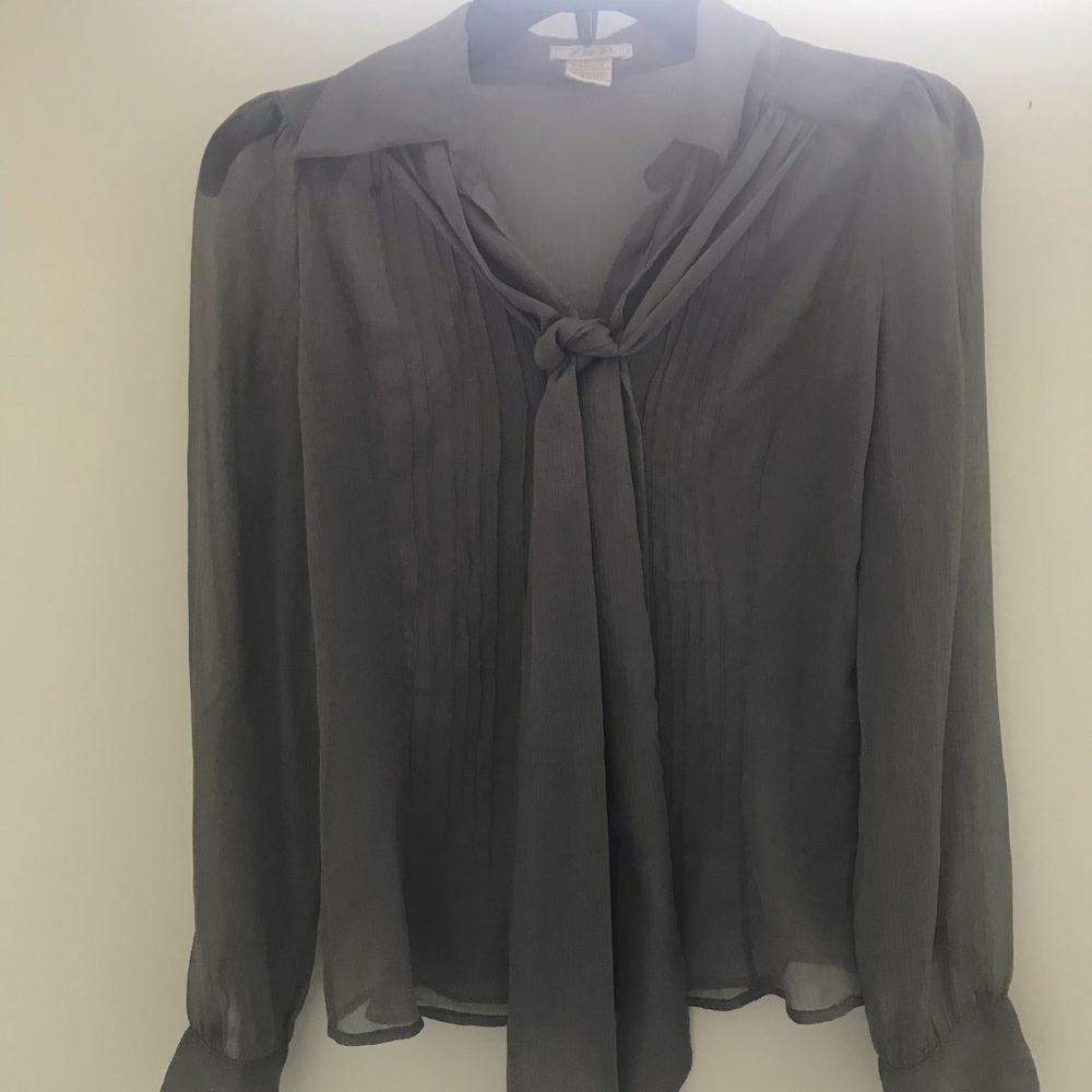 Zoe D. sheer gray top